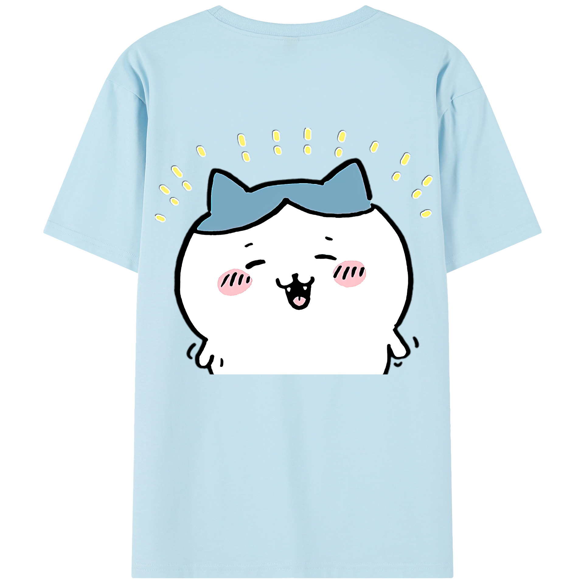 （画像用） ちいかわ ハチワレ Chii-kawa hachiware 綿100％半袖Tシャツ（背面プリント）